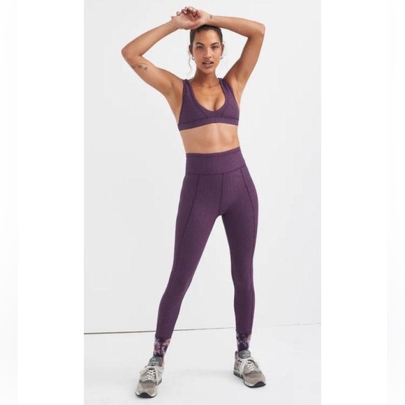 For Love & Lemons Seamed Rib Legging Size Small Plum Purple - Picture 3 of 12
